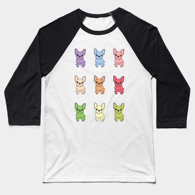 Cute French Bulldog Sticker pack Baseball T-Shirt by Kawaii Bomb